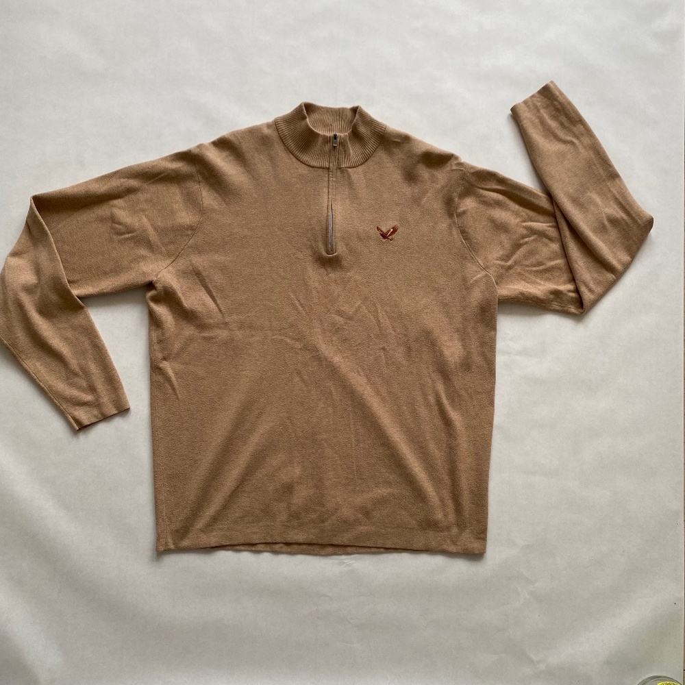Peter Millar Tan Cotton Blend Pullover Knit Shirt Men's Size XL